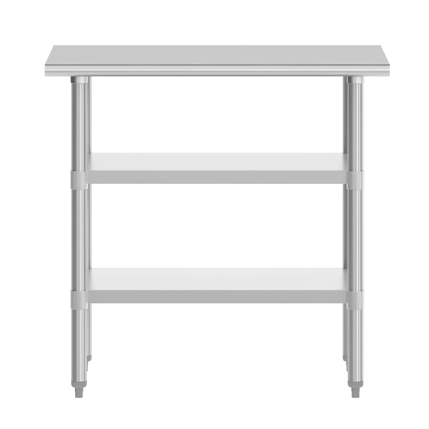 Reese 24x36 Portable Prep and Work Table with NSF Certified 18 Gauge Stainless Steel Top Shelf and 2 Adjustable Galvanized Steel Undershelves Stainless Steel