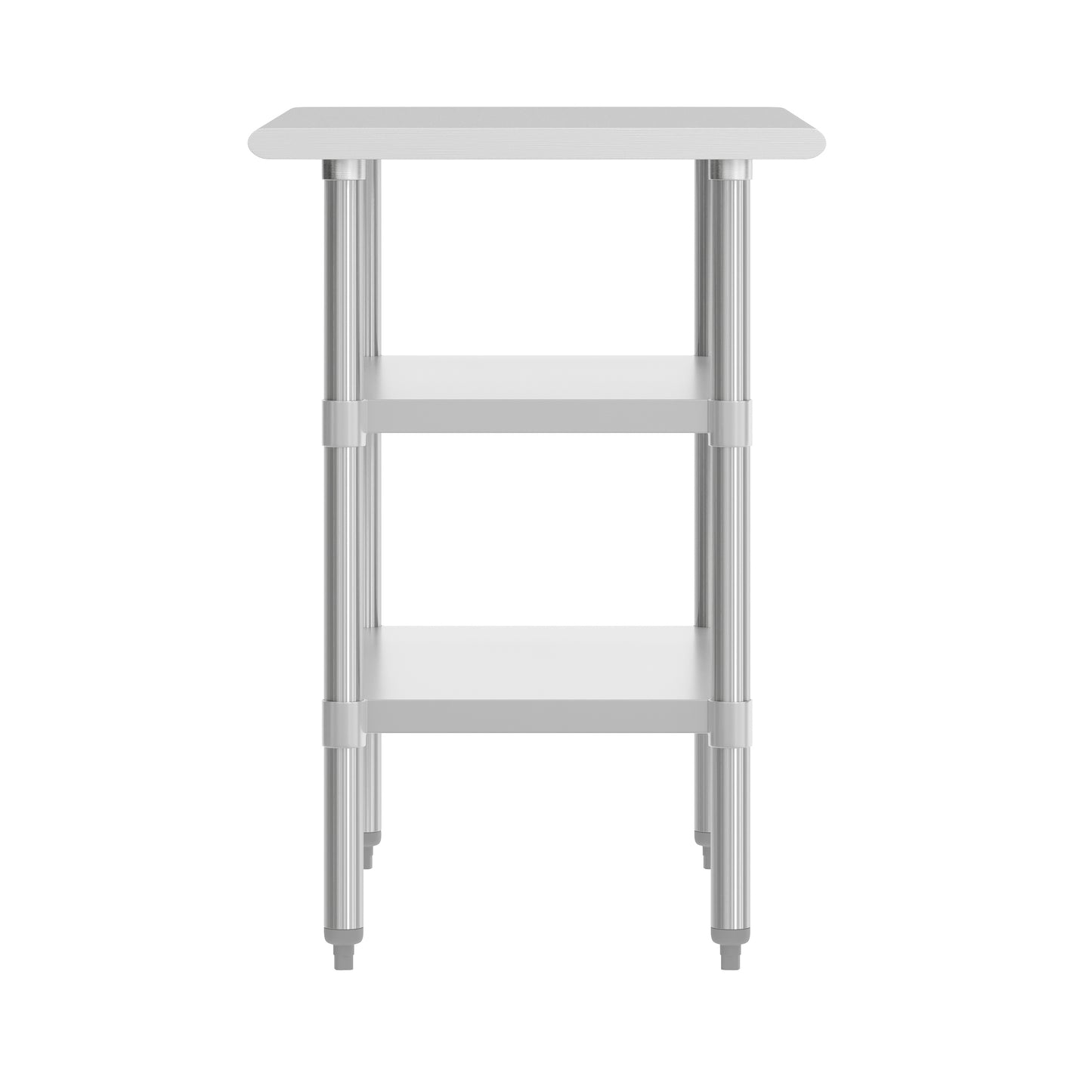 Reese 24x36 Portable Prep and Work Table with NSF Certified 18 Gauge Stainless Steel Top Shelf and 2 Adjustable Galvanized Steel Undershelves Stainless Steel