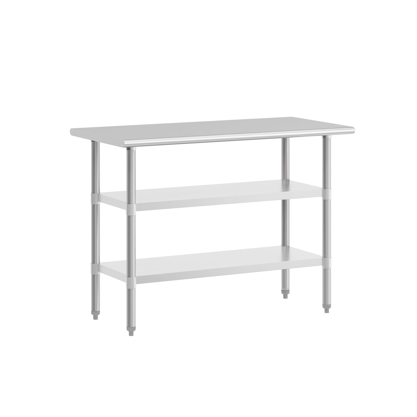 Hogan Stainless Steel 18 Gauge Work Table with 2 Undershelves - NSF Certified - 48"W x 24"D x 34.5"H Stainless Steel