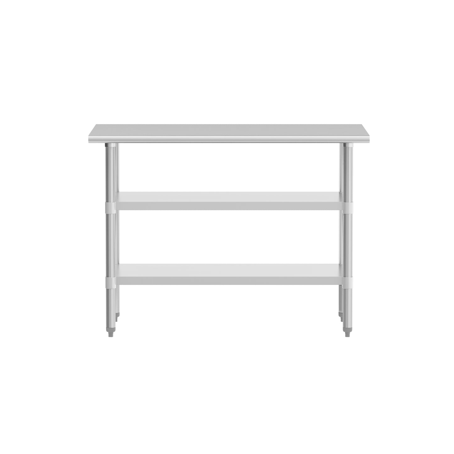 Hogan Stainless Steel 18 Gauge Work Table with 2 Undershelves - NSF Certified - 48"W x 24"D x 34.5"H Stainless Steel