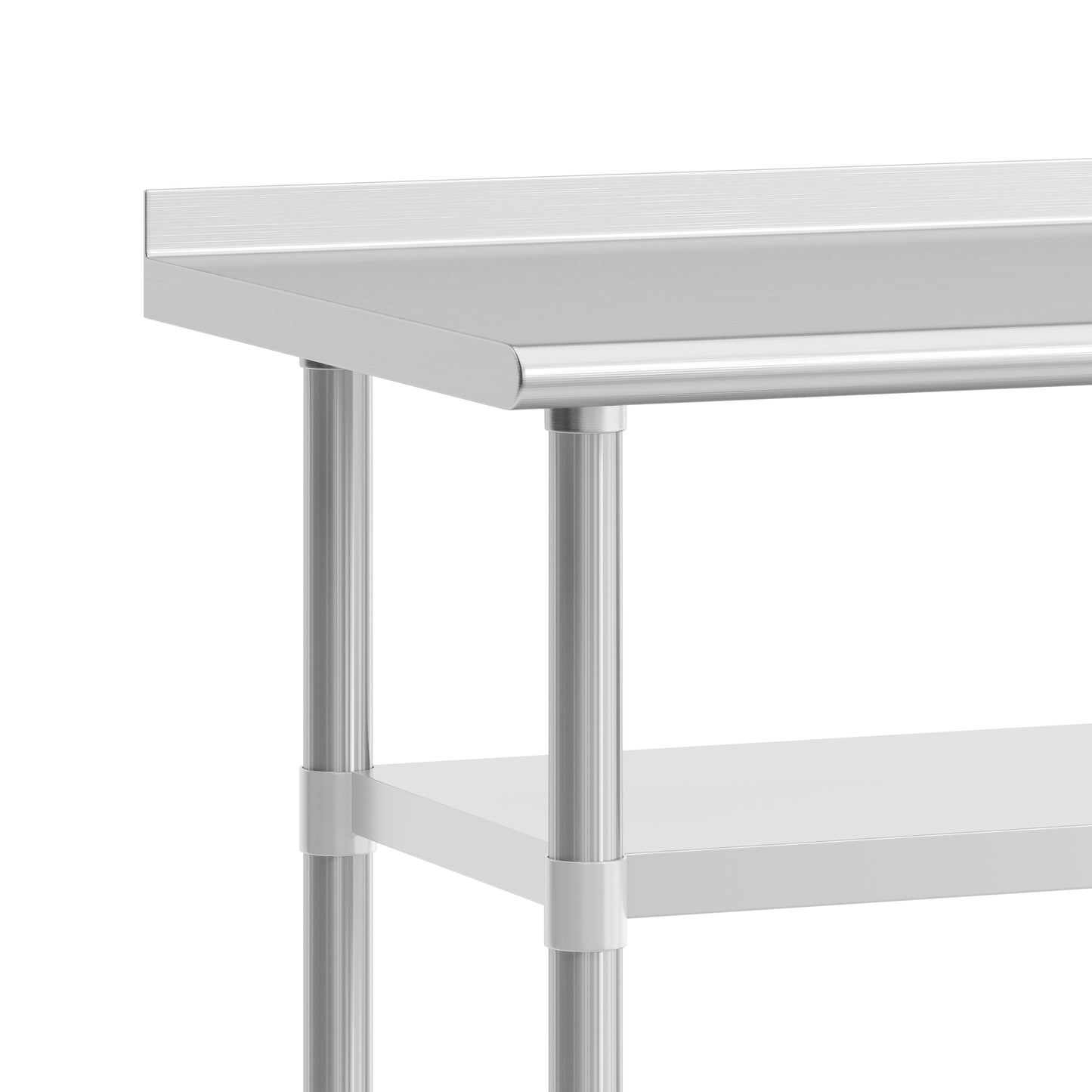 Randolph Stainless Steel 18 Gauge Work Table with 1.5" Backsplash and 2 Undershelves - 60"W x 24"D x 36"H, NSF Stainless Steel
