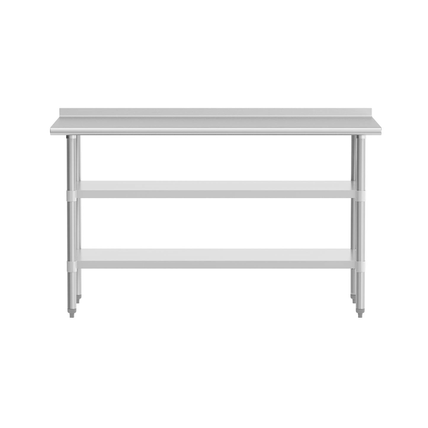 Randolph Stainless Steel 18 Gauge Work Table with 1.5" Backsplash and 2 Undershelves - 60"W x 24"D x 36"H, NSF Stainless Steel