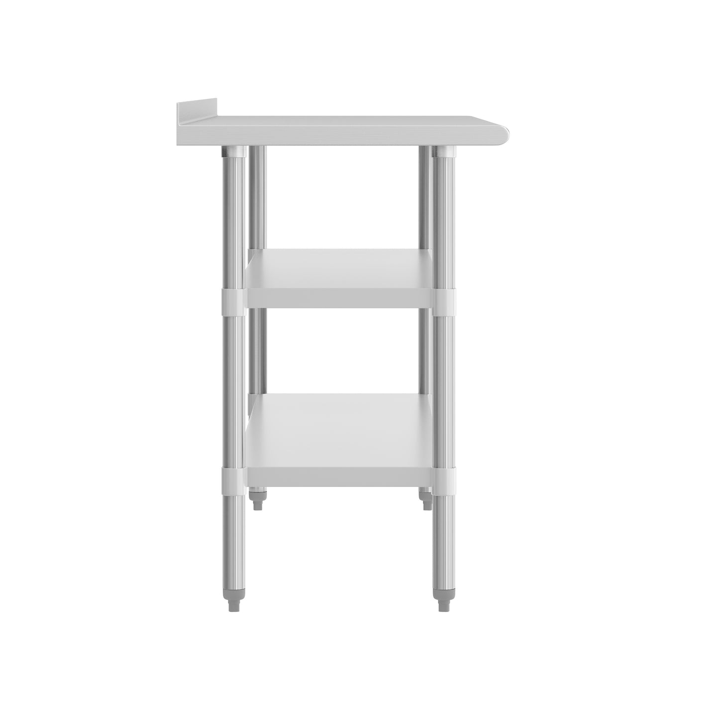 Randolph Stainless Steel 18 Gauge Work Table with 1.5" Backsplash and 2 Undershelves - 60"W x 24"D x 36"H, NSF Stainless Steel