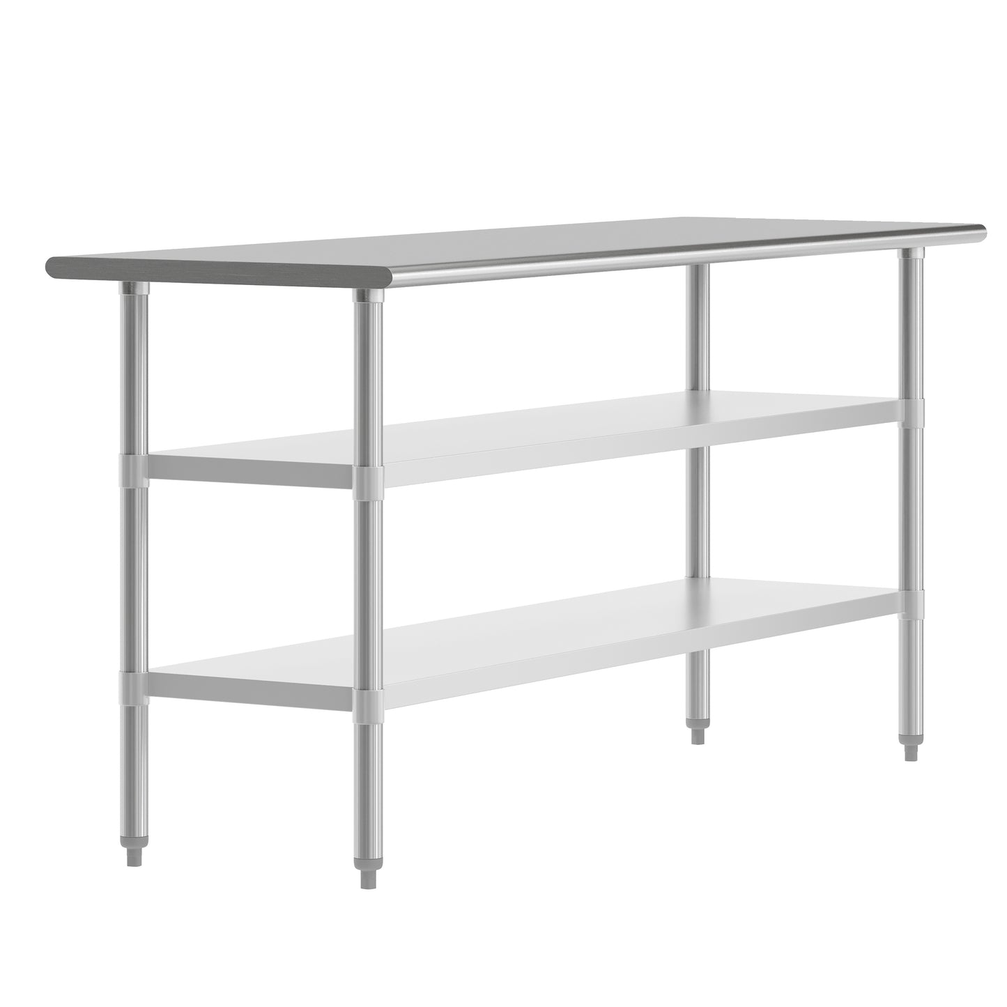 Reese 24x72 Portable Prep and Work Table with NSF Certified 18 Gauge Stainless Steel Top Shelf and 2 Adjustable Galvanized Steel Undershelves Stainless Steel
