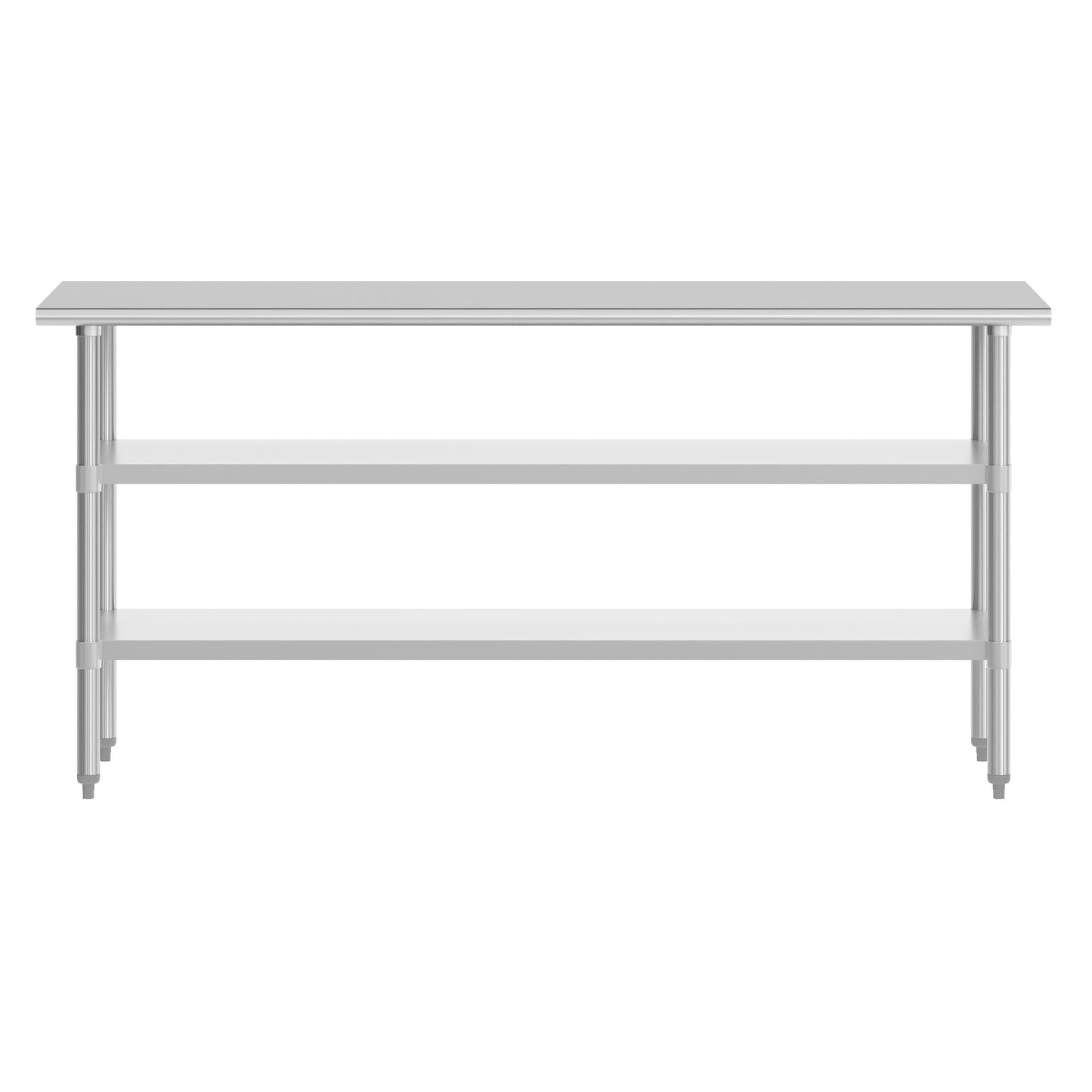 Reese 24x72 Portable Prep and Work Table with NSF Certified 18 Gauge Stainless Steel Top Shelf and 2 Adjustable Galvanized Steel Undershelves Stainless Steel