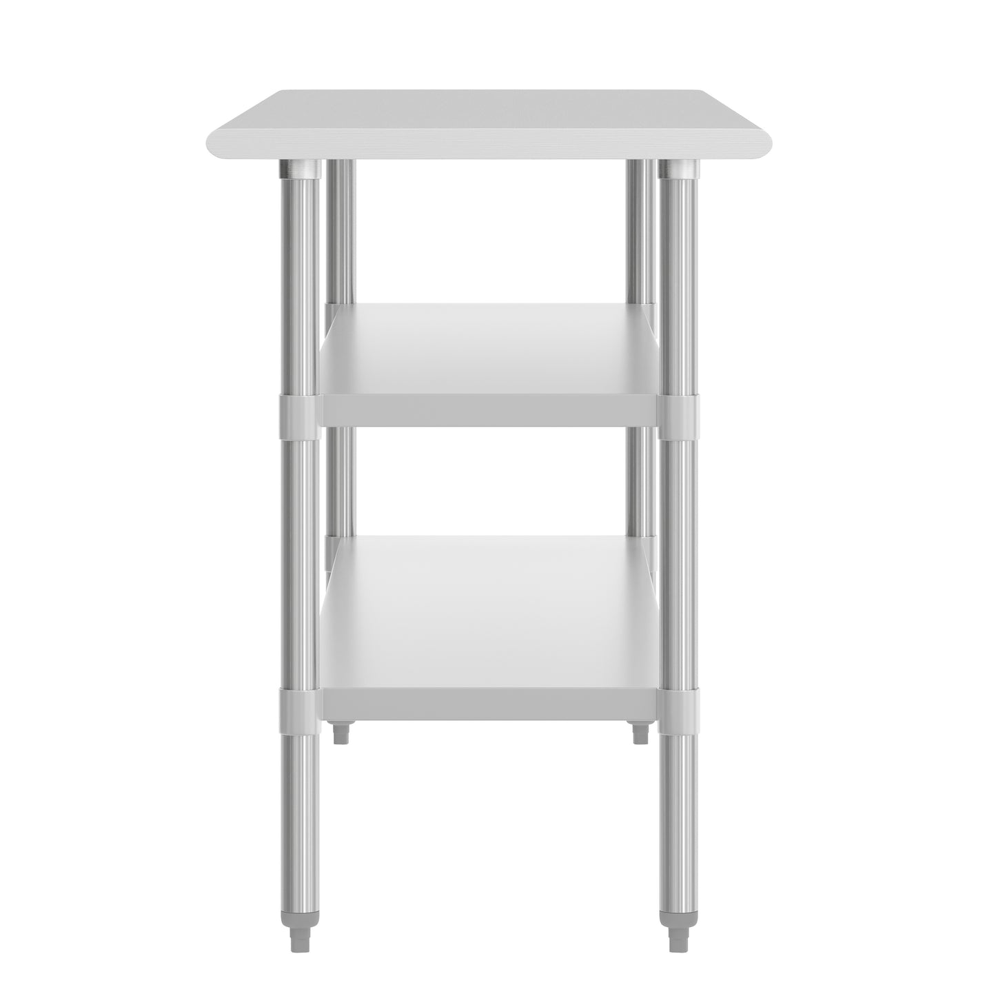 Reese 24x72 Portable Prep and Work Table with NSF Certified 18 Gauge Stainless Steel Top Shelf and 2 Adjustable Galvanized Steel Undershelves Stainless Steel