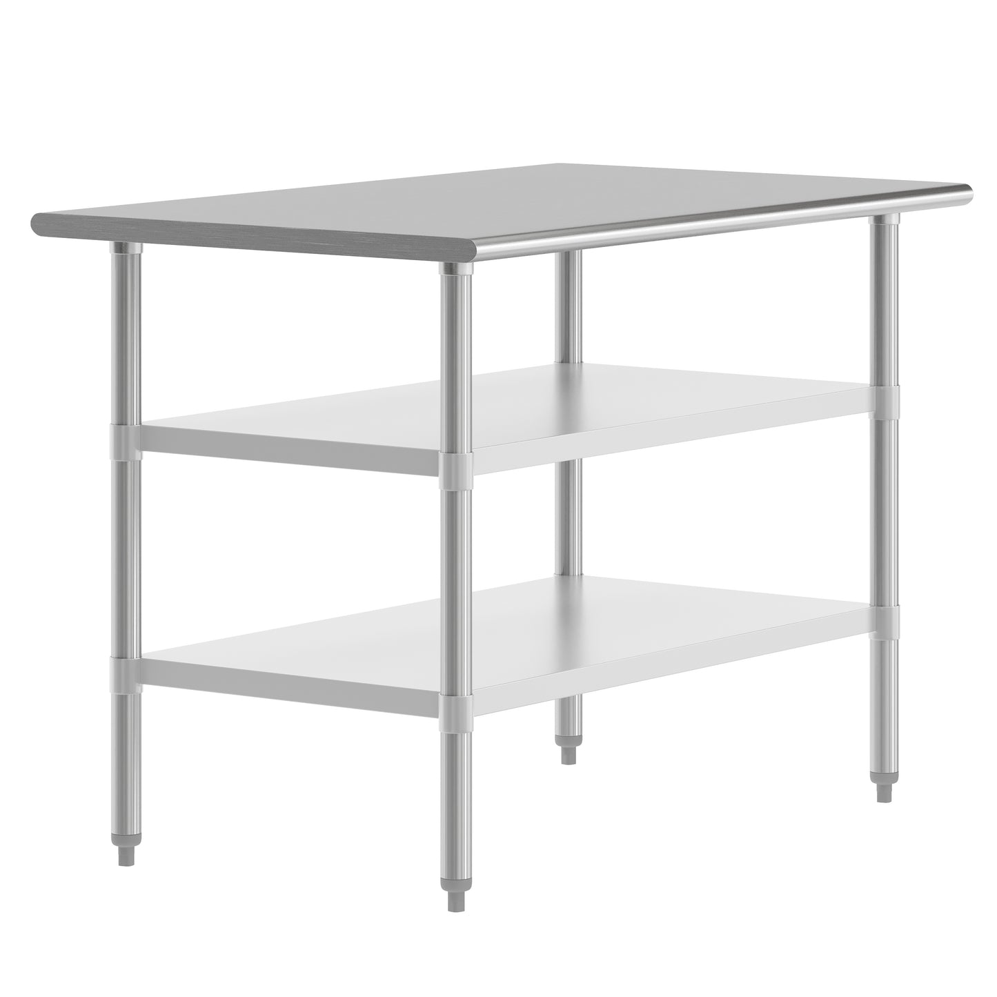 Reese 30x48 Portable Prep and Work Table with NSF Certified 18 Gauge Stainless Steel Top Shelf and 2 Adjustable Galvanized Steel Undershelves Stainless Steel