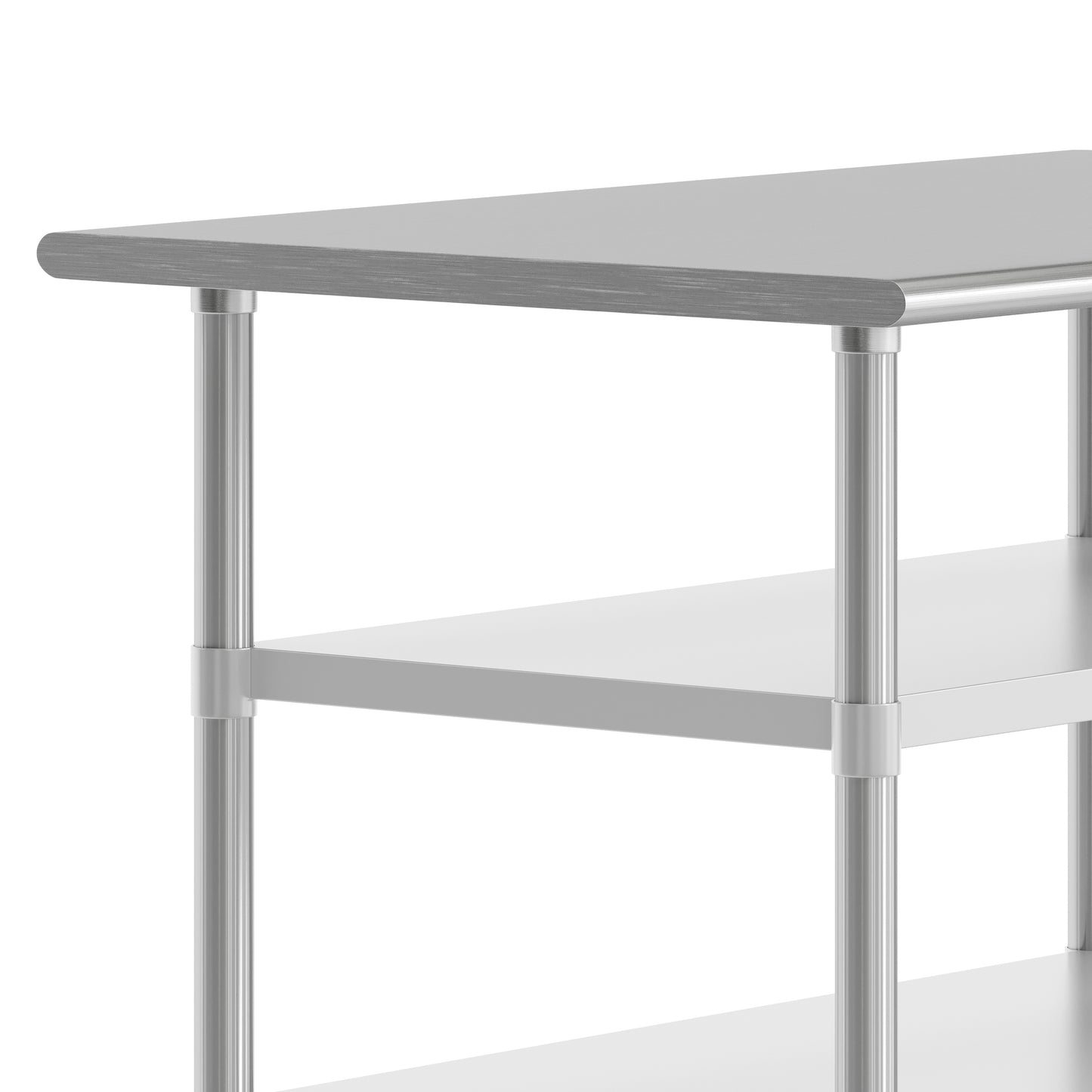 Reese 30x48 Portable Prep and Work Table with NSF Certified 18 Gauge Stainless Steel Top Shelf and 2 Adjustable Galvanized Steel Undershelves Stainless Steel