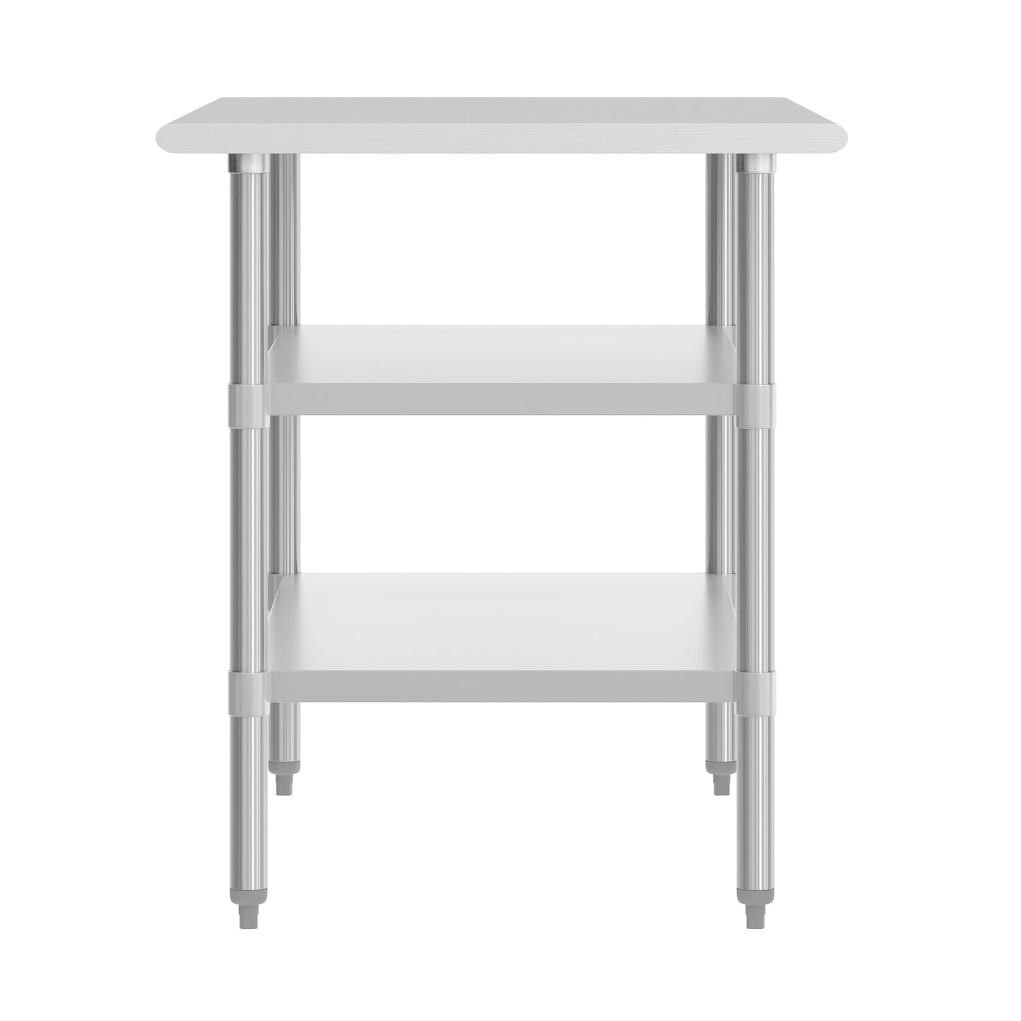 Reese 30x48 Portable Prep and Work Table with NSF Certified 18 Gauge Stainless Steel Top Shelf and 2 Adjustable Galvanized Steel Undershelves Stainless Steel