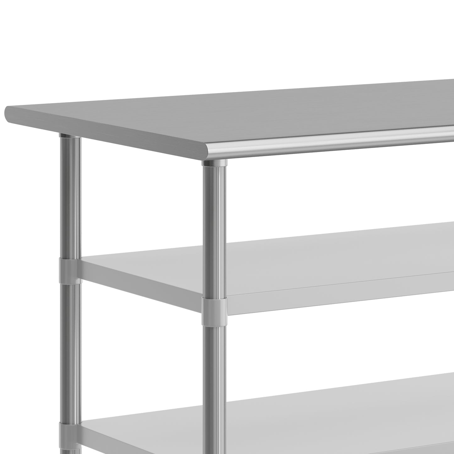 Reader NSF Certified Stainless Steel Prep and Work Table 30"x 72" with 2 Galvanized Steel Undershelves and 4 Casters, Heavy Duty Food Prep Worktable Stainless Steel