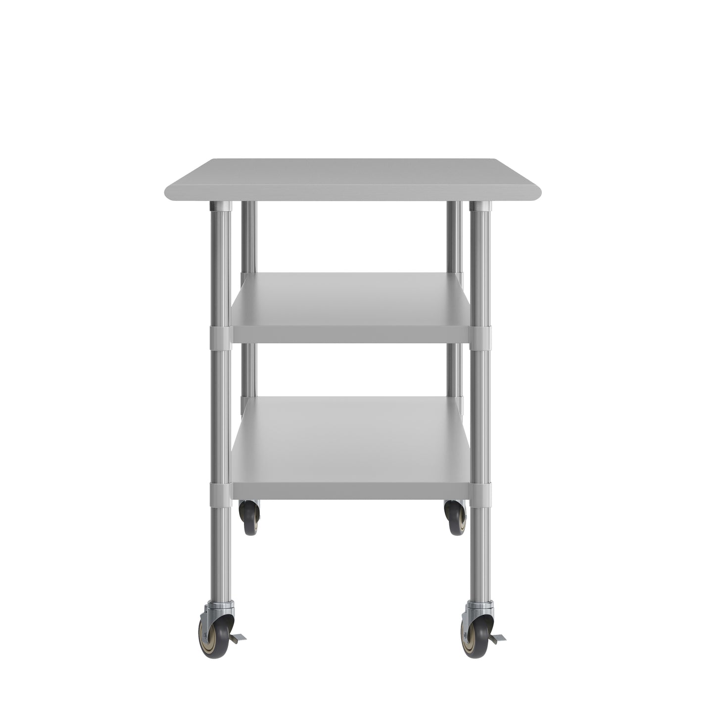 Reader NSF Certified Stainless Steel Prep and Work Table 30"x 72" with 2 Galvanized Steel Undershelves and 4 Casters, Heavy Duty Food Prep Worktable Stainless Steel