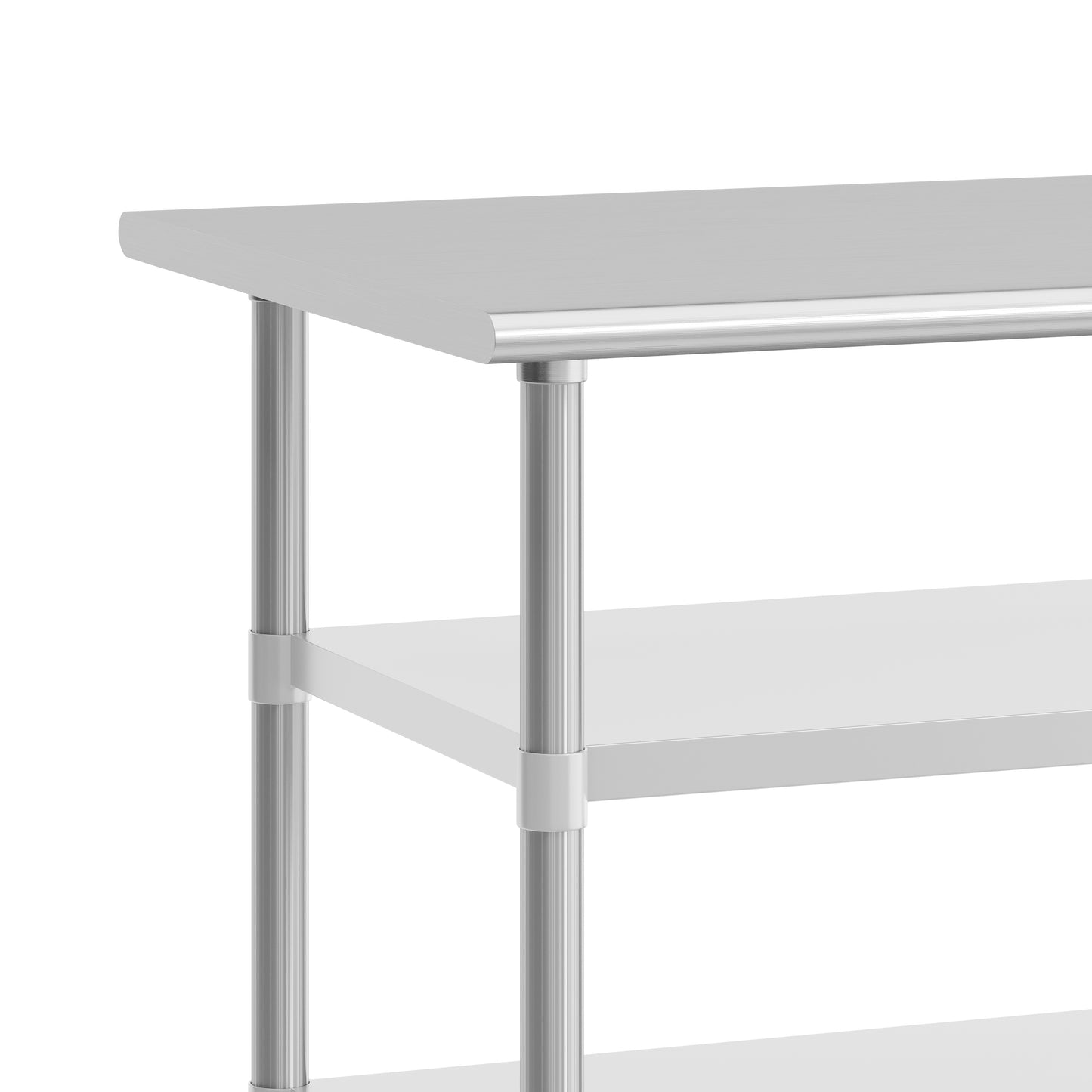 Ravenel Stainless Steel 18 Gauge Work Table with 2 Undershelves - 72"W x 30"D x 34.5"H, NSF Stainless Steel