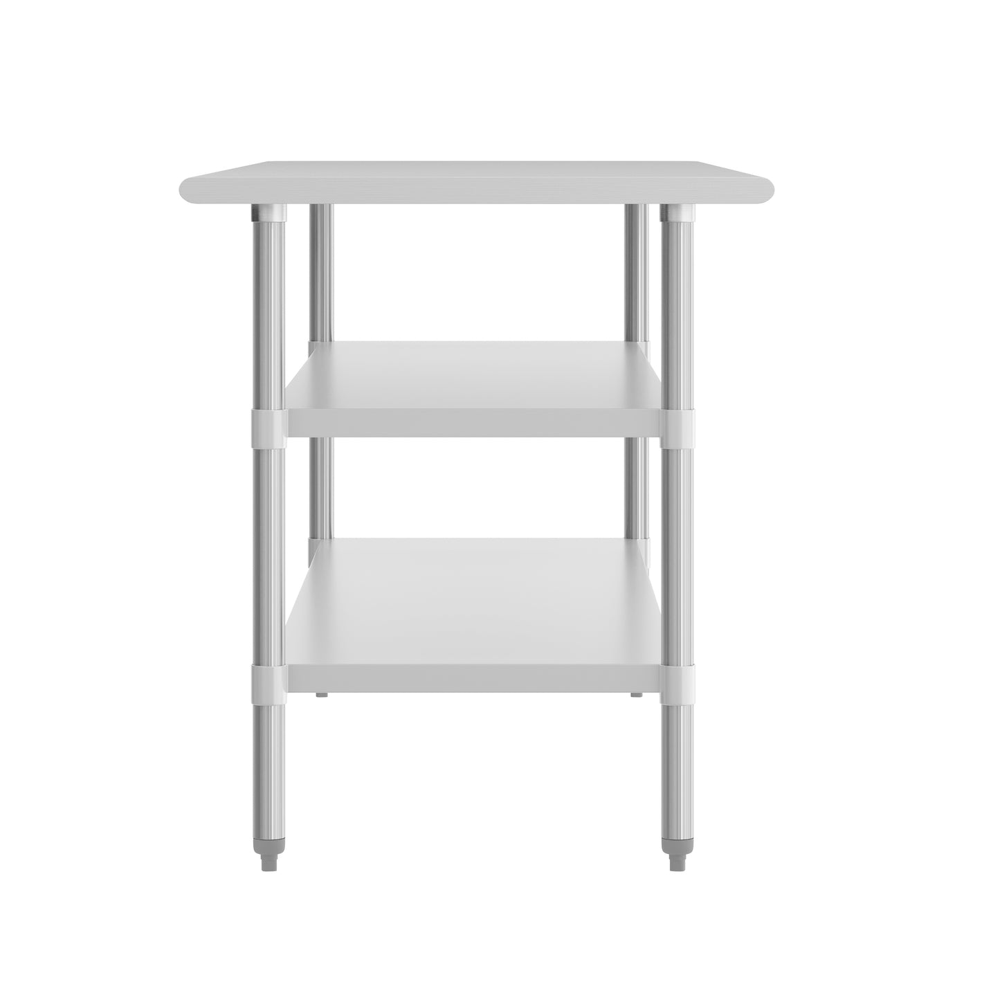 Ravenel Stainless Steel 18 Gauge Work Table with 2 Undershelves - 72"W x 30"D x 34.5"H, NSF Stainless Steel