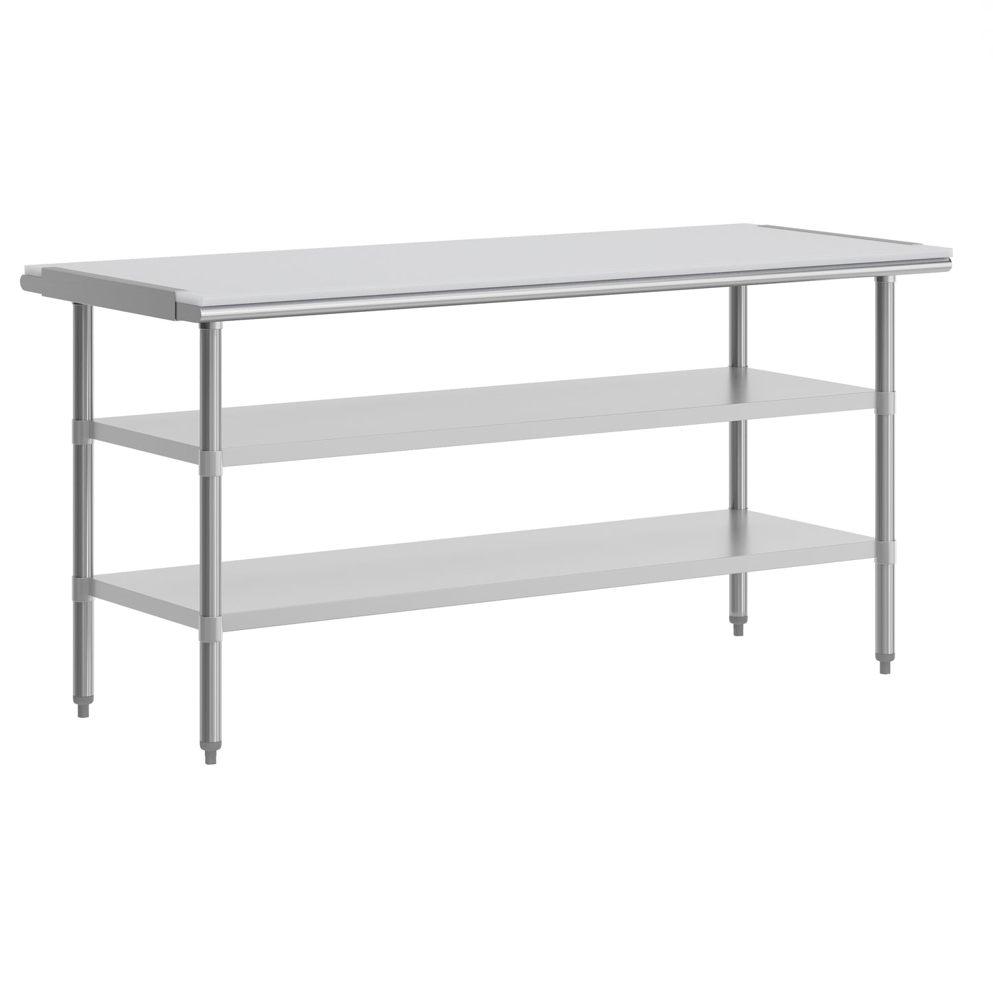 Reader Portable Prep and Work Table with NSF Certified 18 Gauge Stainless Steel Top Shelf with Poly Cutting Board and 2 Galvanized Steel Undershelves Stainless Steel