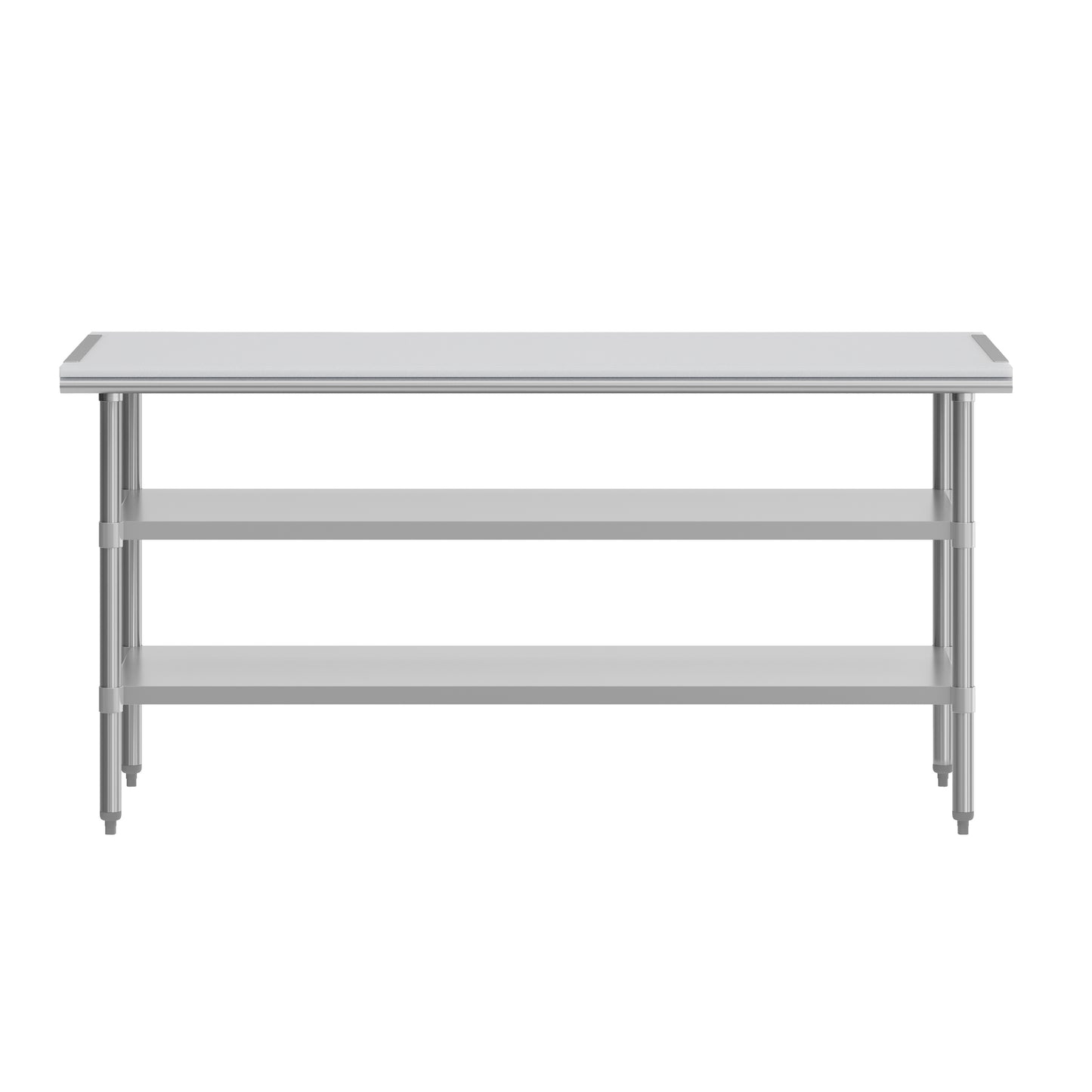 Reader Portable Prep and Work Table with NSF Certified 18 Gauge Stainless Steel Top Shelf with Poly Cutting Board and 2 Galvanized Steel Undershelves Stainless Steel