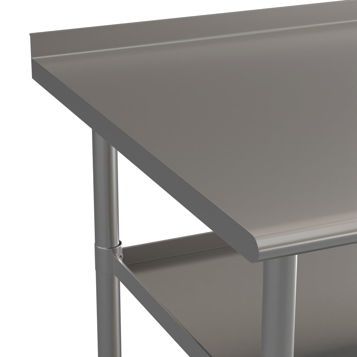 Ravenel Stainless Steel 18 Gauge Work Table with 1.5" Backsplash and 2 Undershelves - 72"W x 30"D x 34.5"H, NSF Stainless Steel