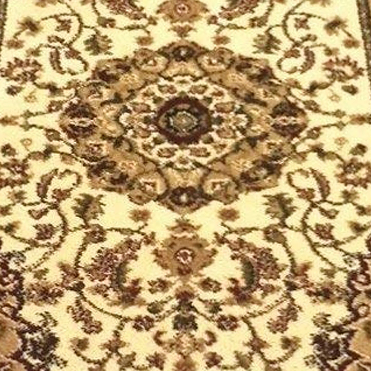 Mersin Collection Persian Style 2' x 7' Ivory Area Rug - Olefin Rug with Jute Backing - Hallway, Entryway, Bedroom, Living Room Ivory