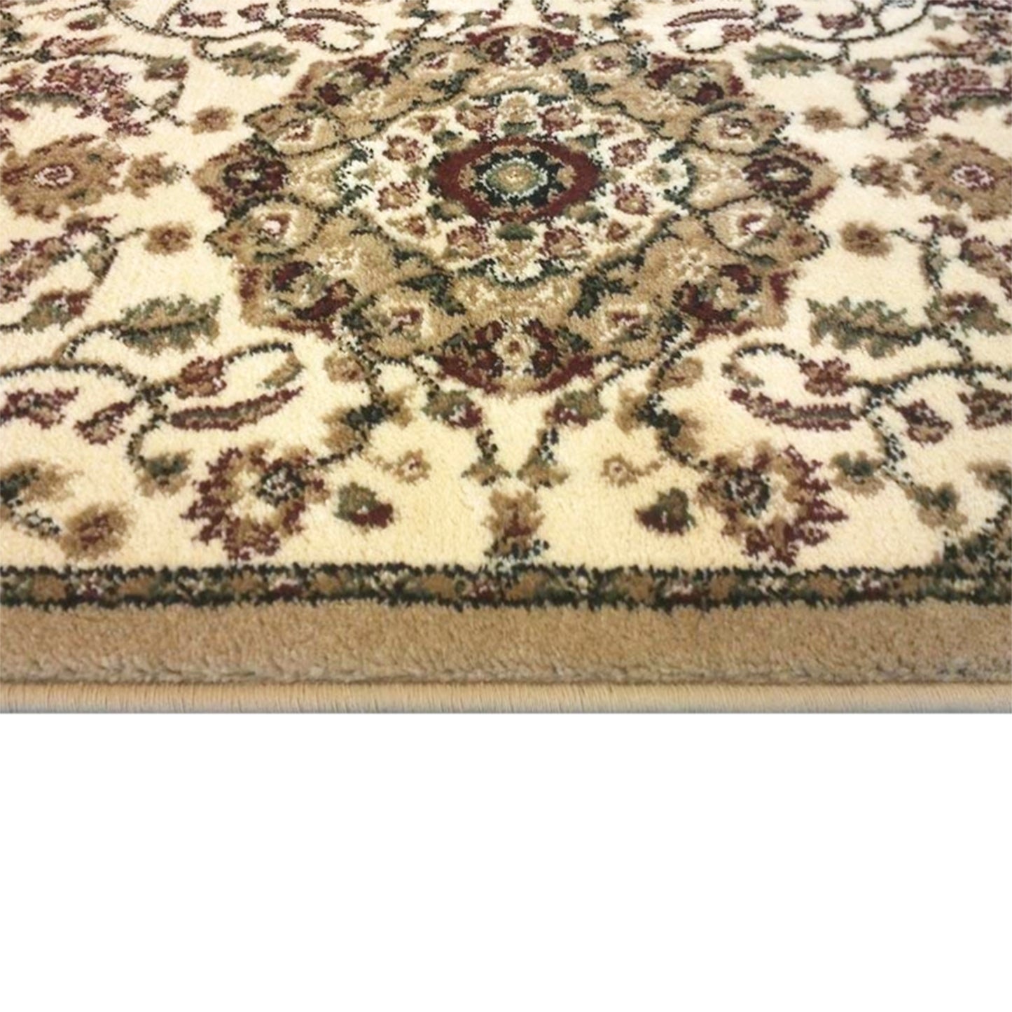 Mersin Collection Persian Style 2' x 7' Ivory Area Rug - Olefin Rug with Jute Backing - Hallway, Entryway, Bedroom, Living Room Ivory