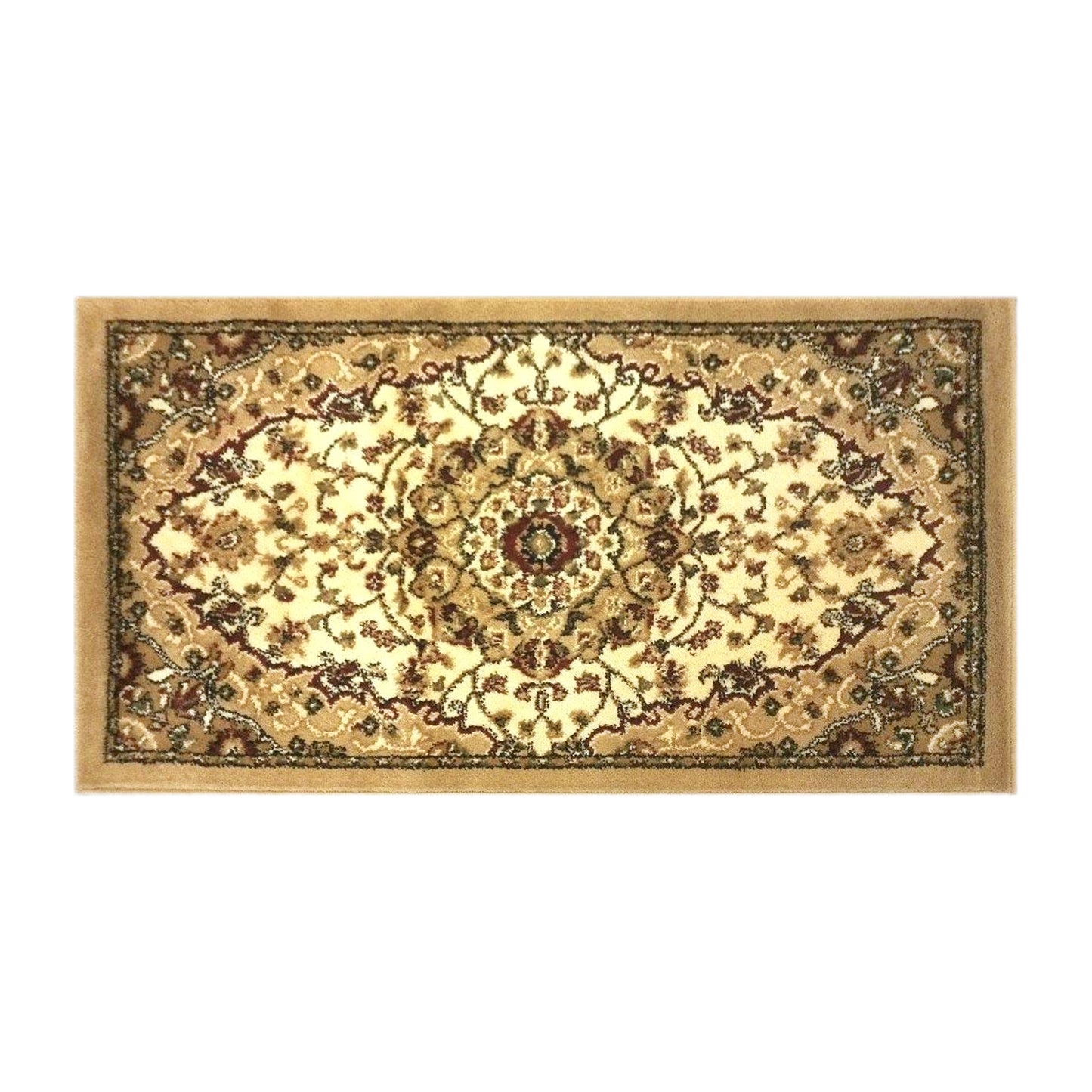 Mersin Collection Persian Style 2x3 Ivory Area Rug-Olefin Rug with Jute Backing-Hallway, Entryway, Bedroom, Living Room Ivory