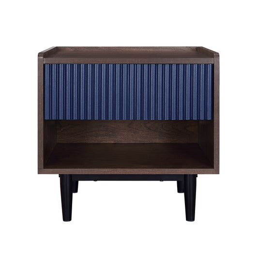 Duane Mid-Century Modern 20" Fluted Nightstand in Navy Blue (1-Drawer) NS-10GLF-NB