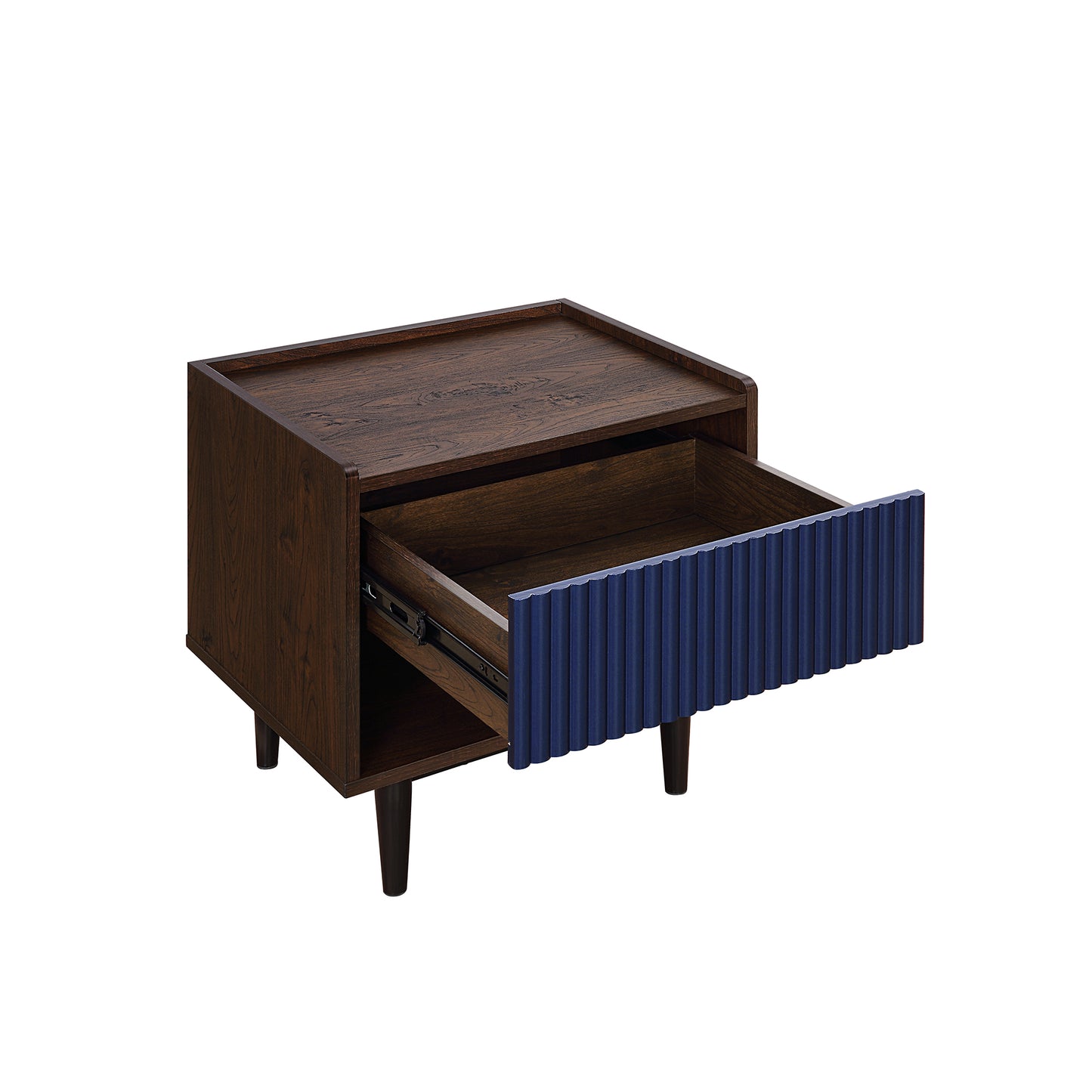 Duane Mid-Century Modern 20" Fluted Nightstand in Navy Blue (1-Drawer) NS-10GLF-NB