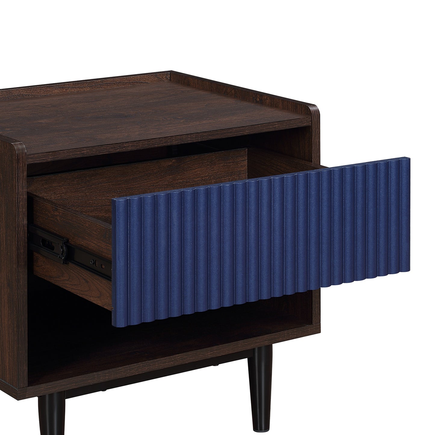 Duane Mid-Century Modern 20" Fluted Nightstand in Navy Blue (1-Drawer) NS-10GLF-NB