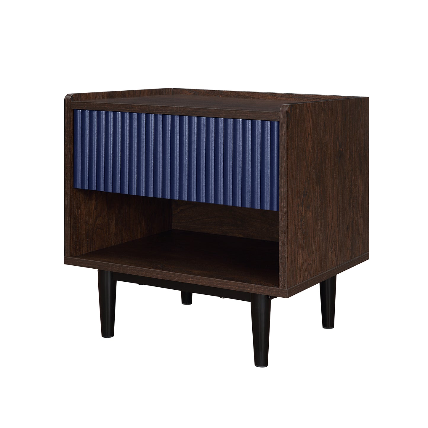 Duane Mid-Century Modern 20" Fluted Nightstand in Navy Blue (1-Drawer) NS-10GLF-NB