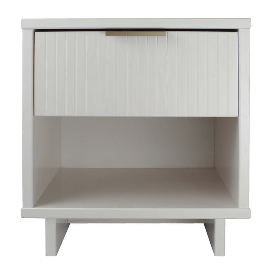 Manhattan Comfort Granville Modern Nightstand 1.0 with 1 Full Extension Drawers in White NS-5001
