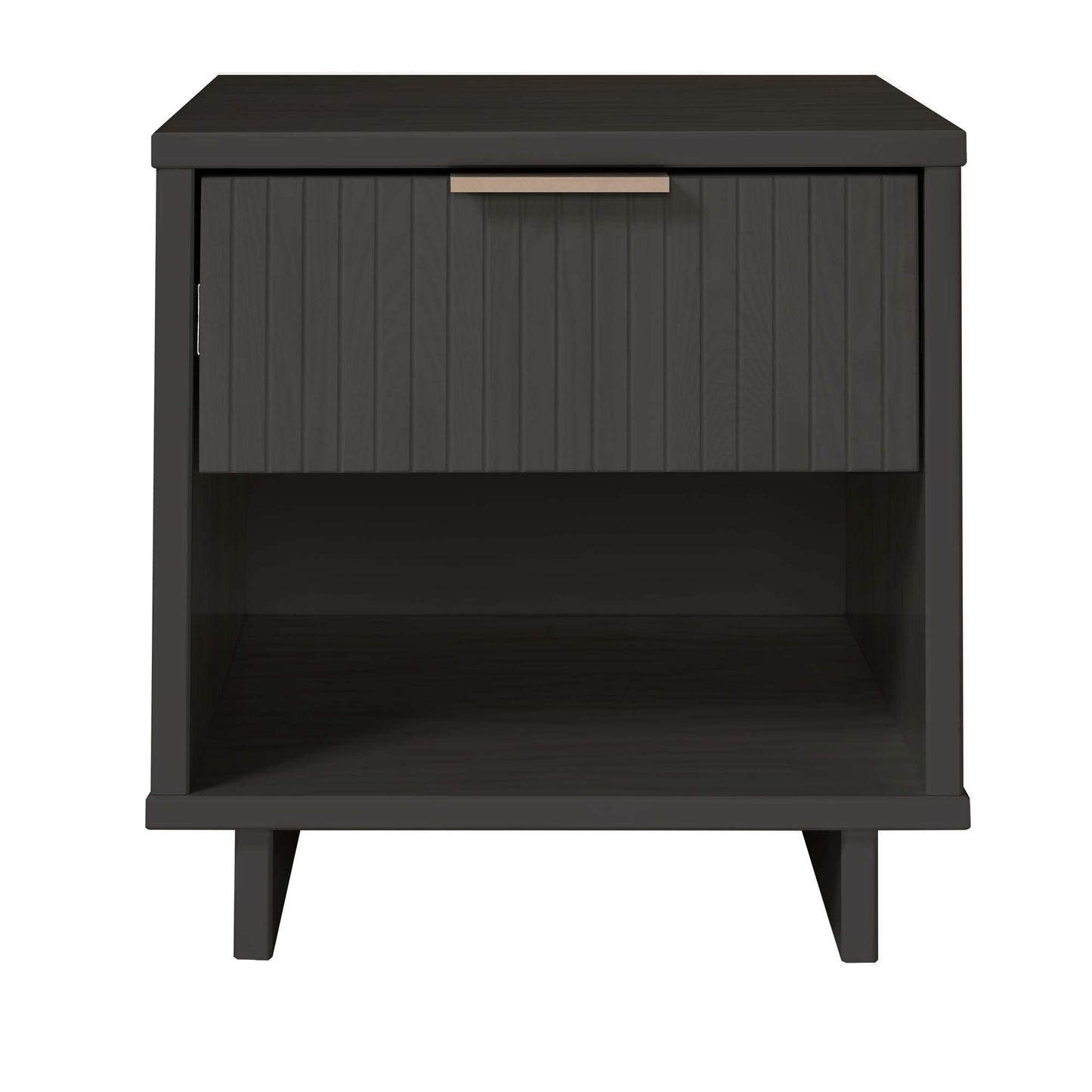 Manhattan Comfort Granville Modern Nightstand 1.0 with 1 Full Extension Drawers in Dark Grey NS-5005