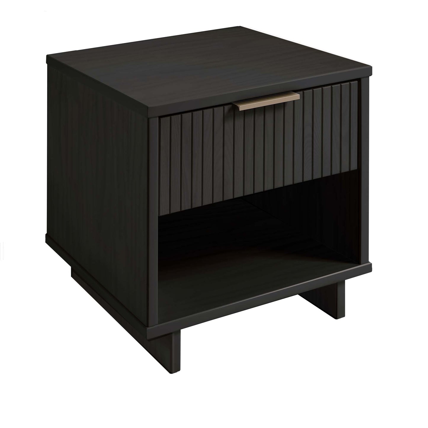 Manhattan Comfort Granville Modern Nightstand 1.0 with 1 Full Extension Drawers in Dark Grey NS-5005
