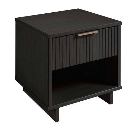 Manhattan Comfort Granville Modern Nightstand 1.0 with 1 Full Extension Drawers in Dark Grey NS-5005