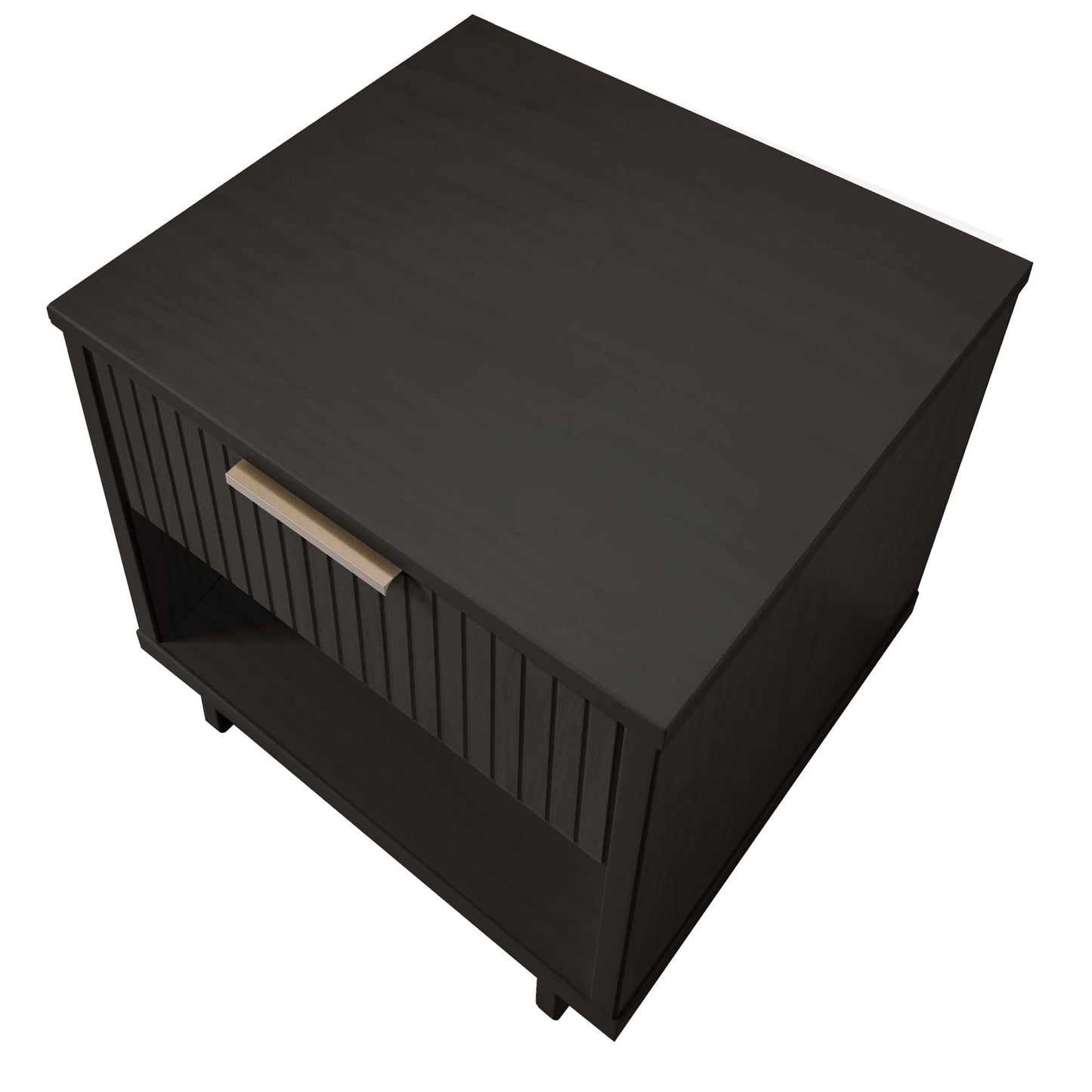 Manhattan Comfort Granville Modern Nightstand 1.0 with 1 Full Extension Drawers in Dark Grey NS-5005