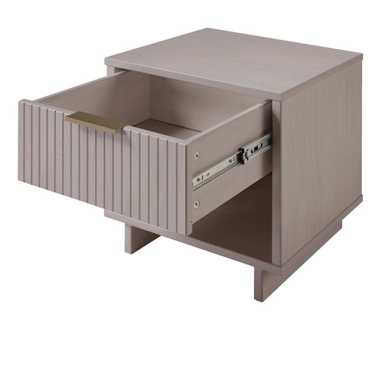 Manhattan Comfort Granville Modern Nightstand 1.0 with 1 Full Extension Drawers in Light Grey NS-5006