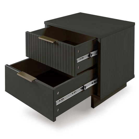 Manhattan Comfort Granville Modern Nightstand 2.0 with 2 Full Extension Drawers in Dark Grey NS-5015