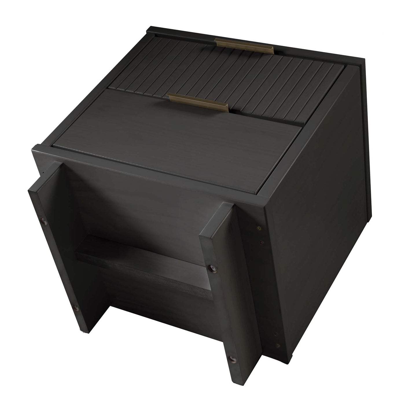 Manhattan Comfort Granville Modern Nightstand 2.0 with 2 Full Extension Drawers in Dark Grey