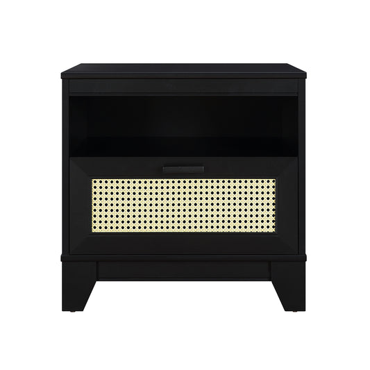 Sheridan Mid-Century Modern 22" Nightstand in Black (1-Drawer) NS-5GLF-BK
