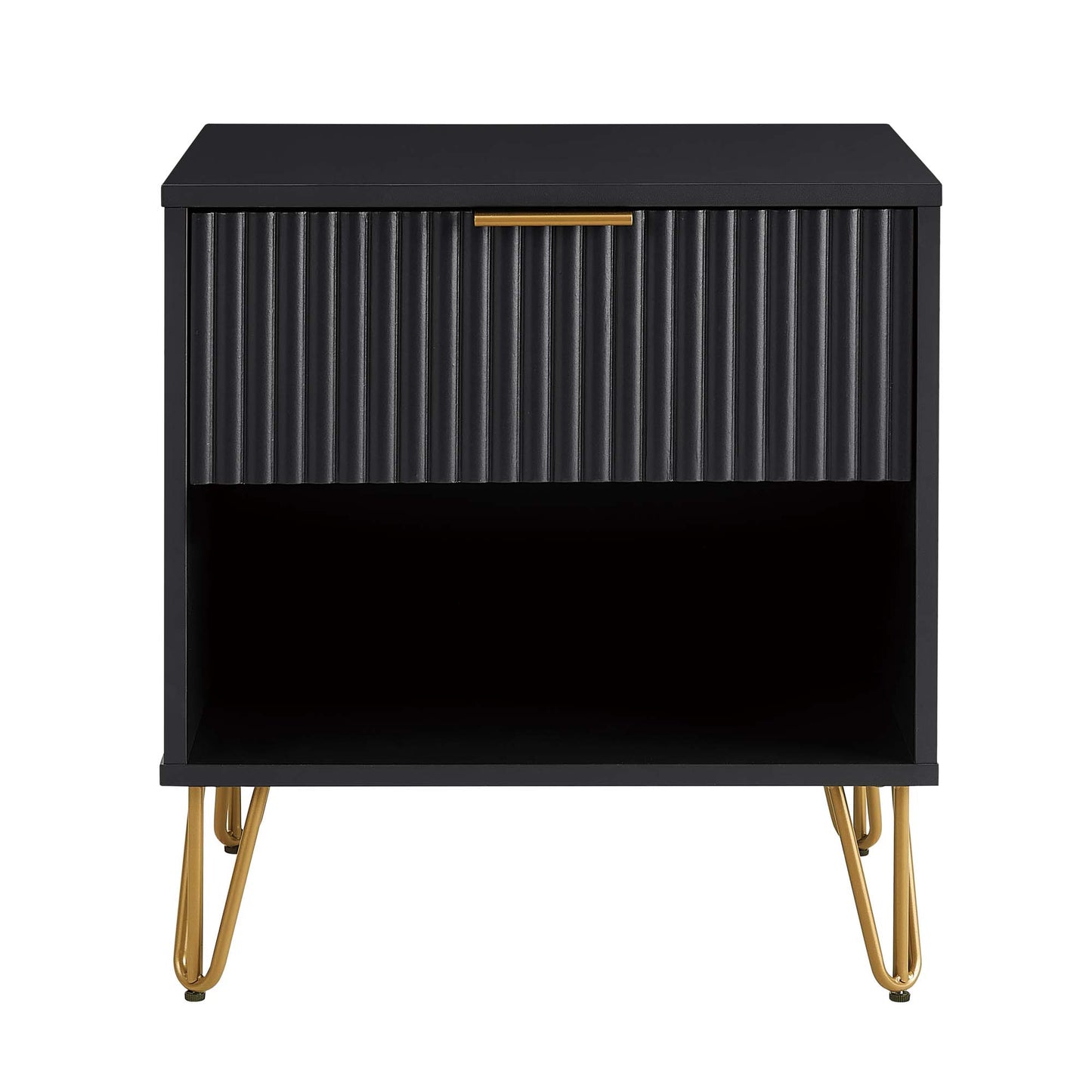 Dumbo Modern 20" Fluted Nightstand in Black (1-Drawer) NS001-BK