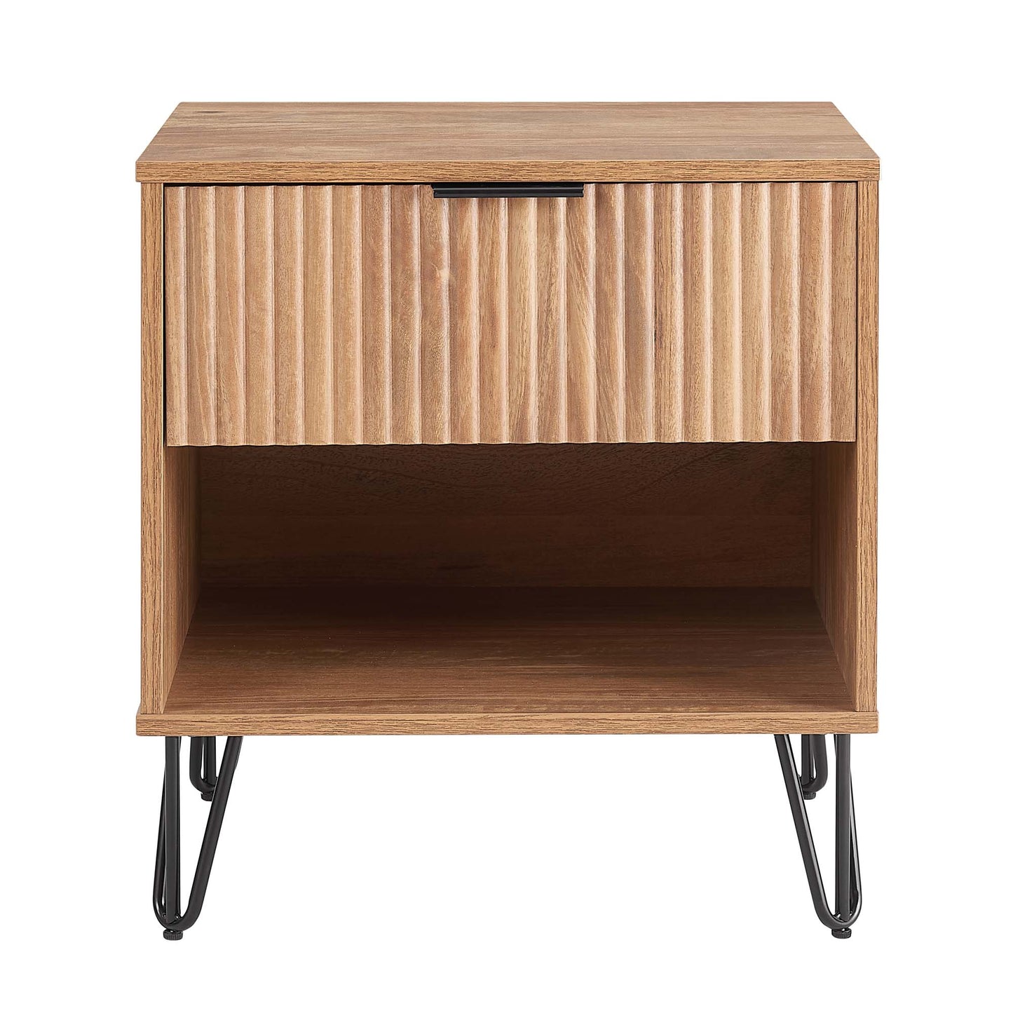 Dumbo Modern 20" Fluted Nightstand in Golden Brown (1-Drawer) NS001-GB