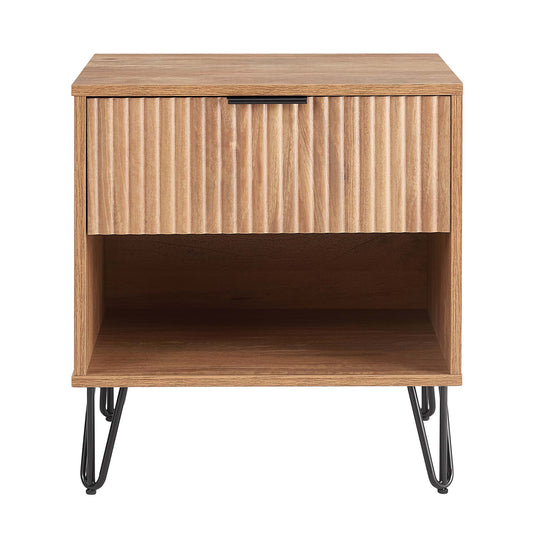 Dumbo Modern 20" Fluted Nightstand in Golden Brown (1-Drawer) NS001-GB