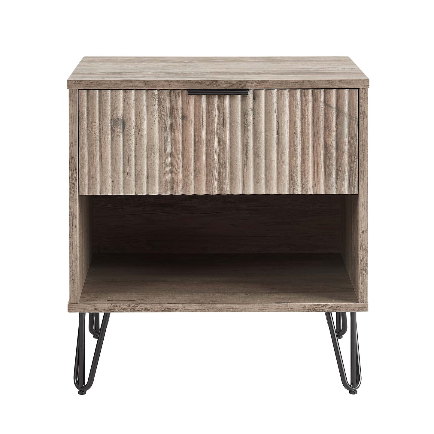 Dumbo Modern 20" Fluted Nightstand in Rustic Gray (1-Drawer) NS001-GY