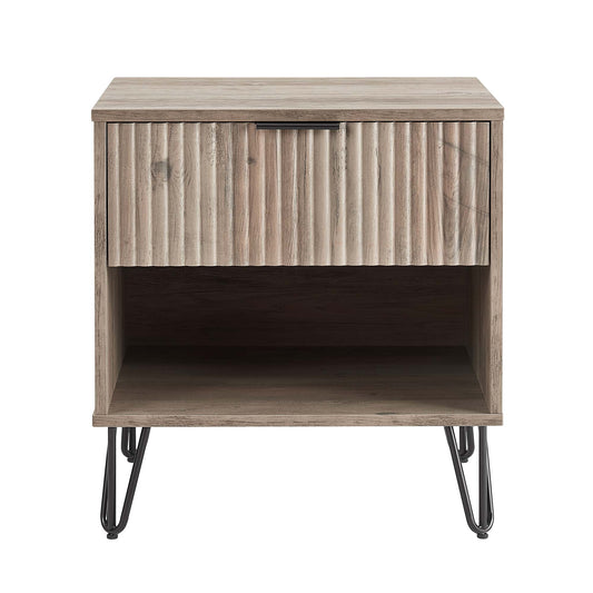 Dumbo Modern 20" Fluted Nightstand in Rustic Gray (1-Drawer) NS001-GY