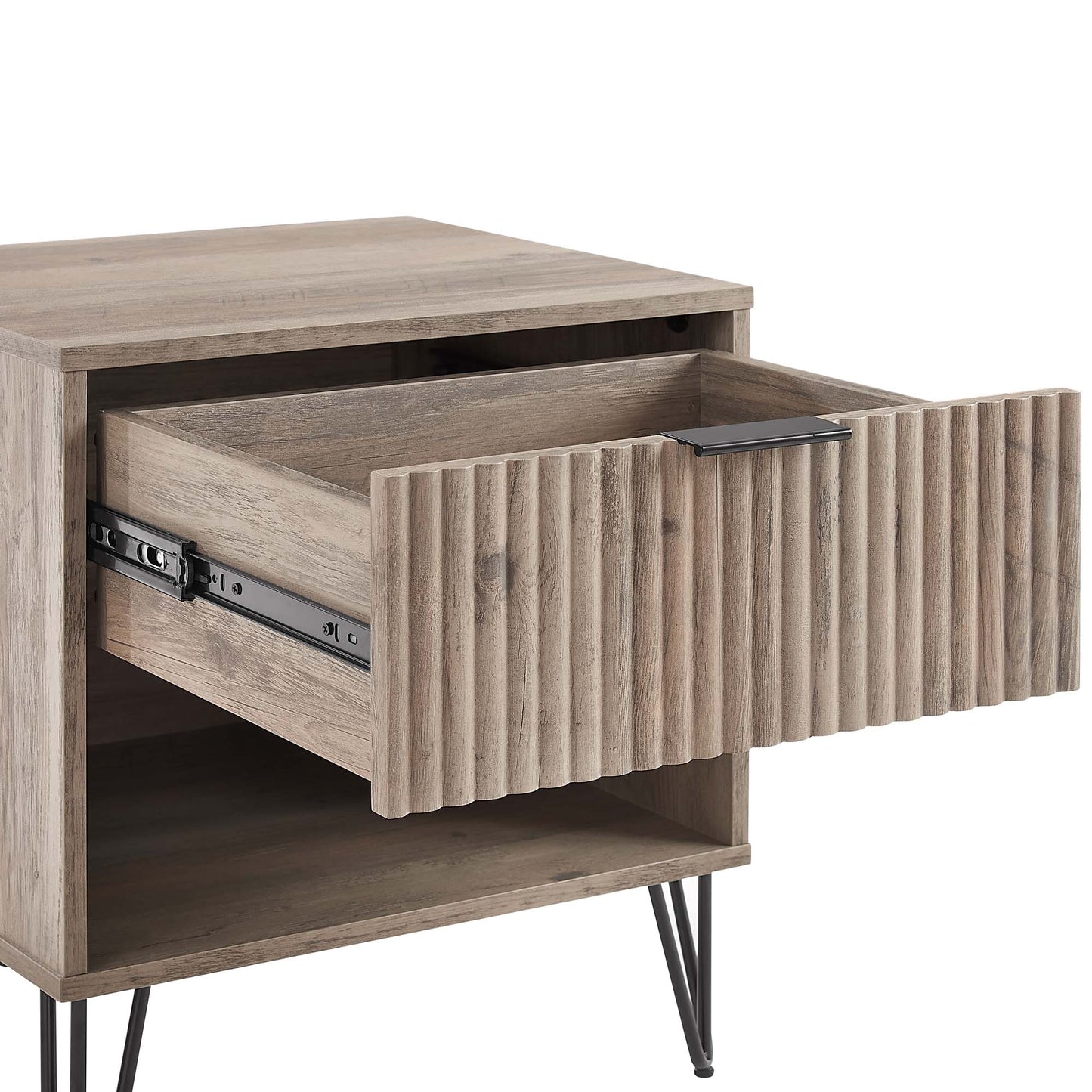 Dumbo Modern 20" Fluted Nightstand in Rustic Gray (1-Drawer) NS001-GY