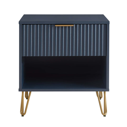 Dumbo Modern 20" Fluted Nightstand in Midnight Blue (1-Drawer) NS001-MB