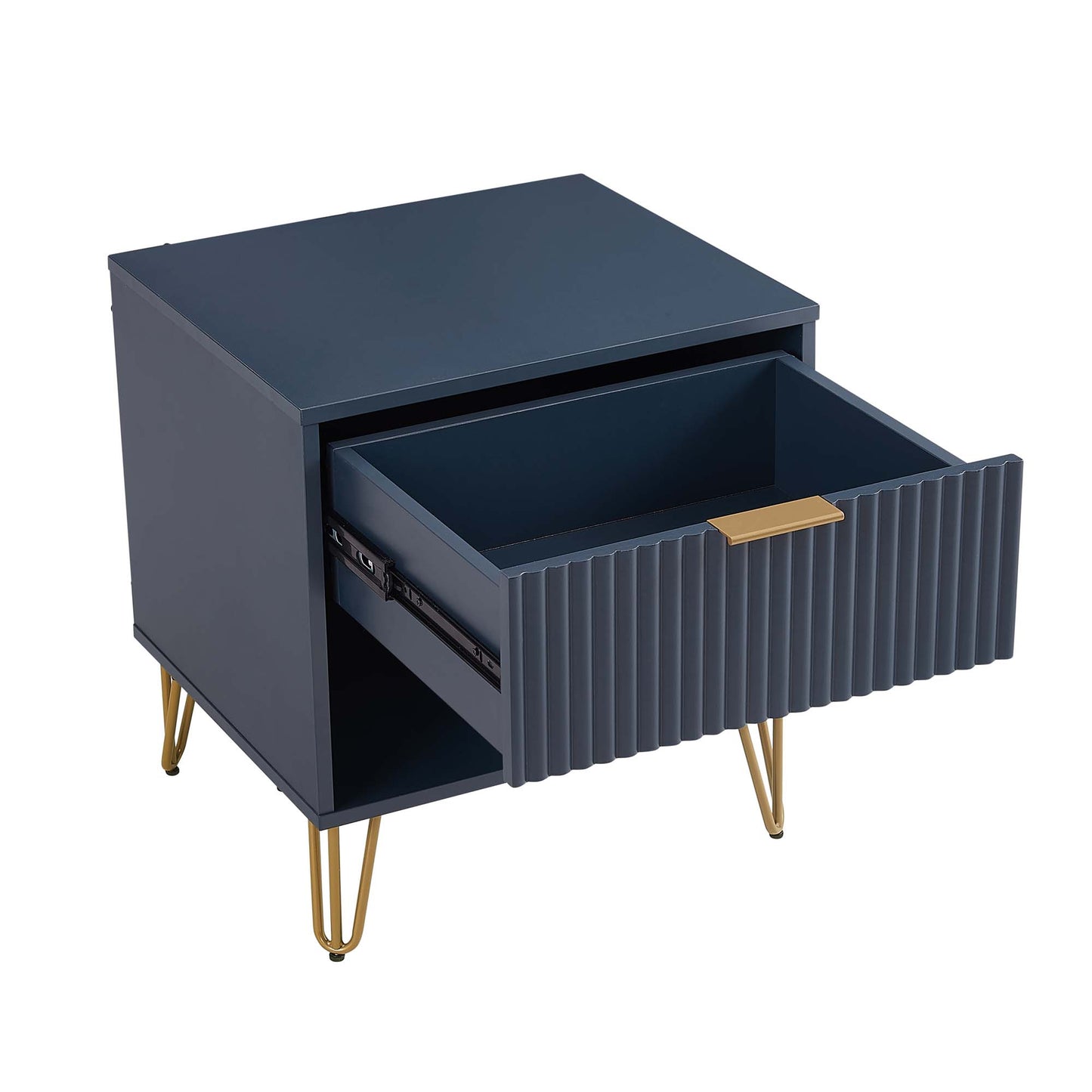 Dumbo Modern 20" Fluted Nightstand in Midnight Blue (1-Drawer) NS001-MB