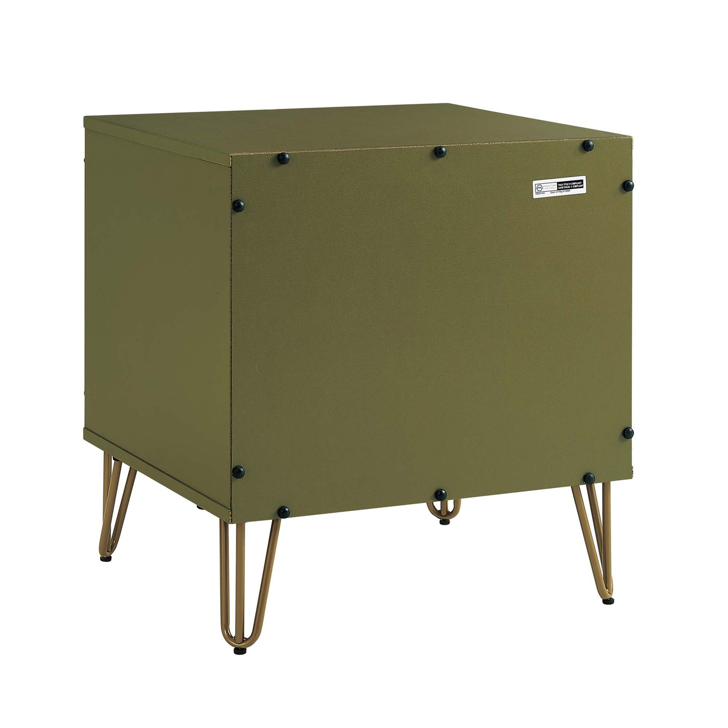 Dumbo Modern 20" Fluted Nightstand in Olive Green (1-Drawer) NS001-OG