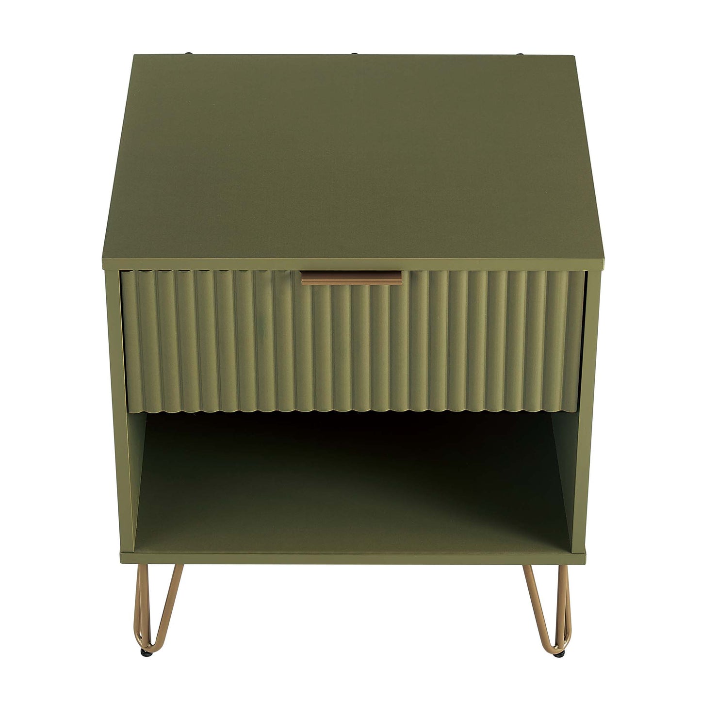 Dumbo Modern 20" Fluted Nightstand in Olive Green (1-Drawer) NS001-OG