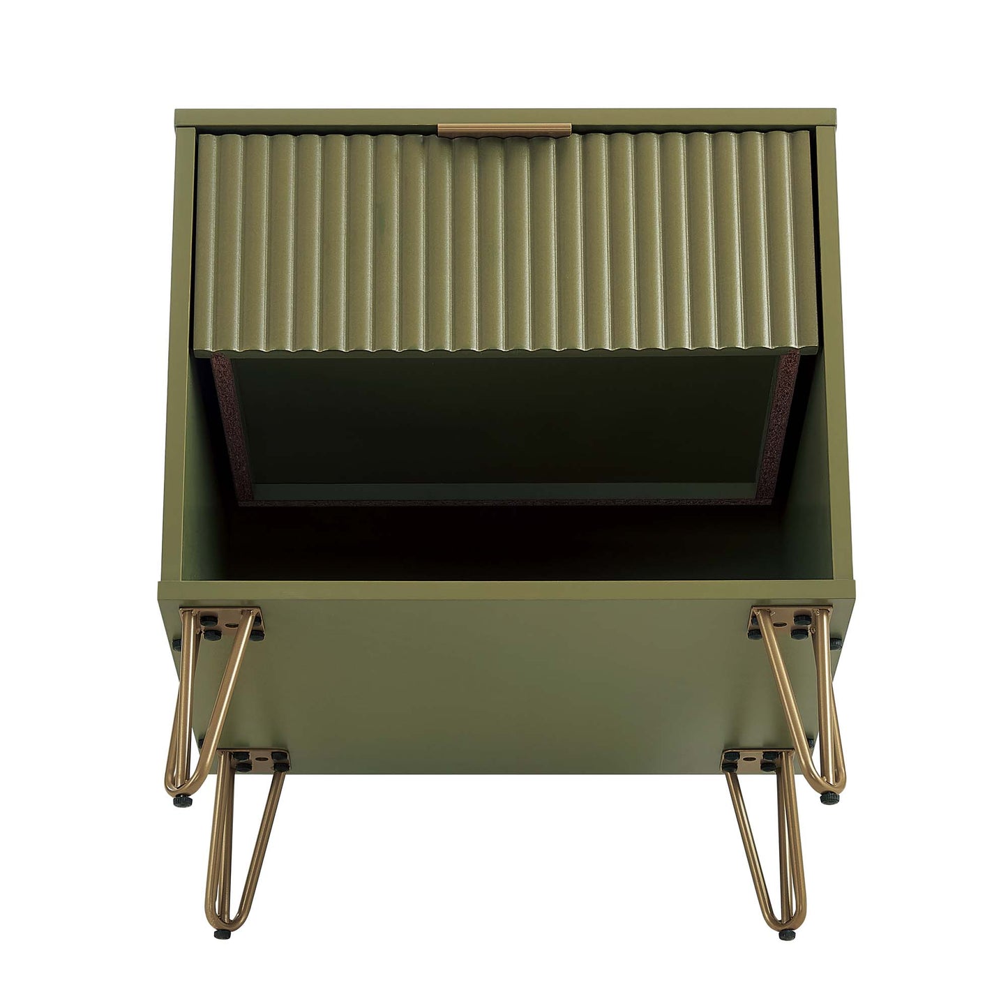 Dumbo Modern 20" Fluted Nightstand in Olive Green (1-Drawer) NS001-OG