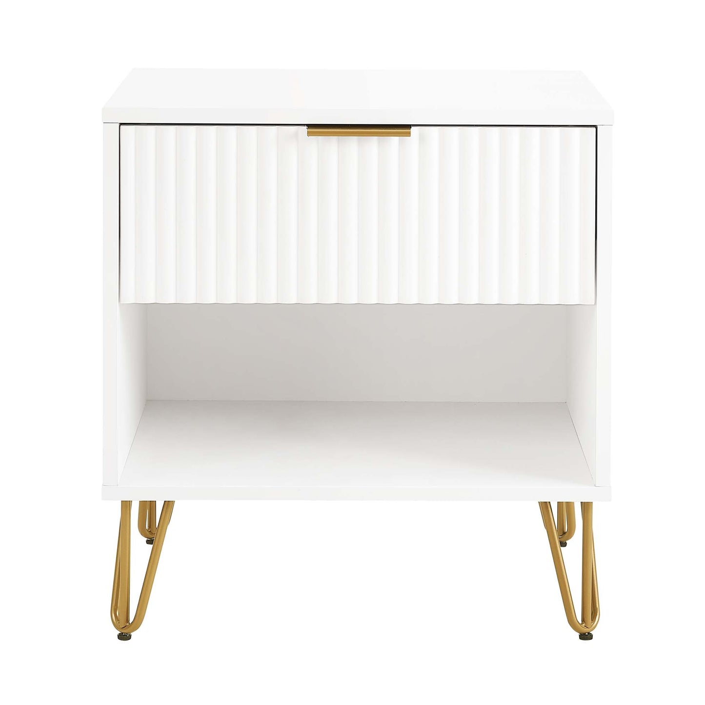Dumbo Modern 20" Fluted Nightstand in White (1-Drawer) NS001-WH