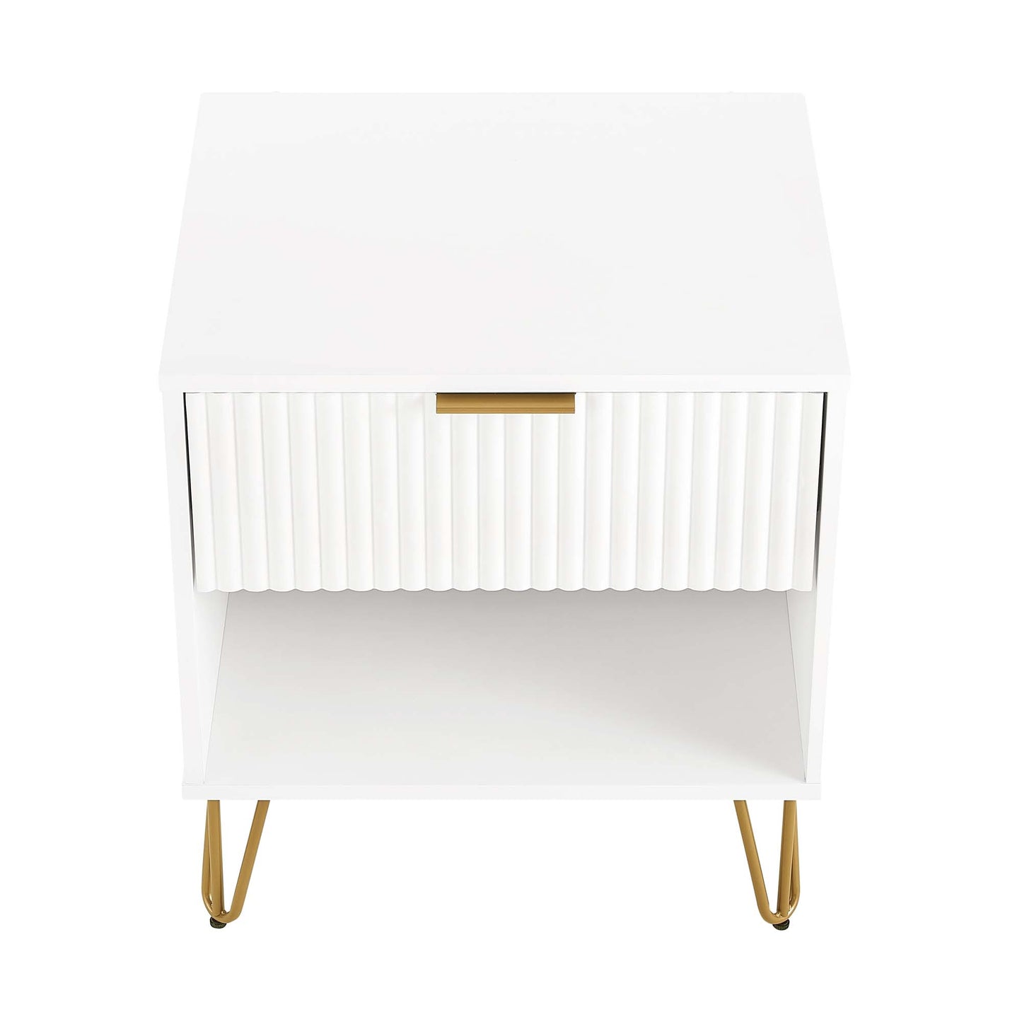 Dumbo Modern 20" Fluted Nightstand in White (1-Drawer) NS001-WH
