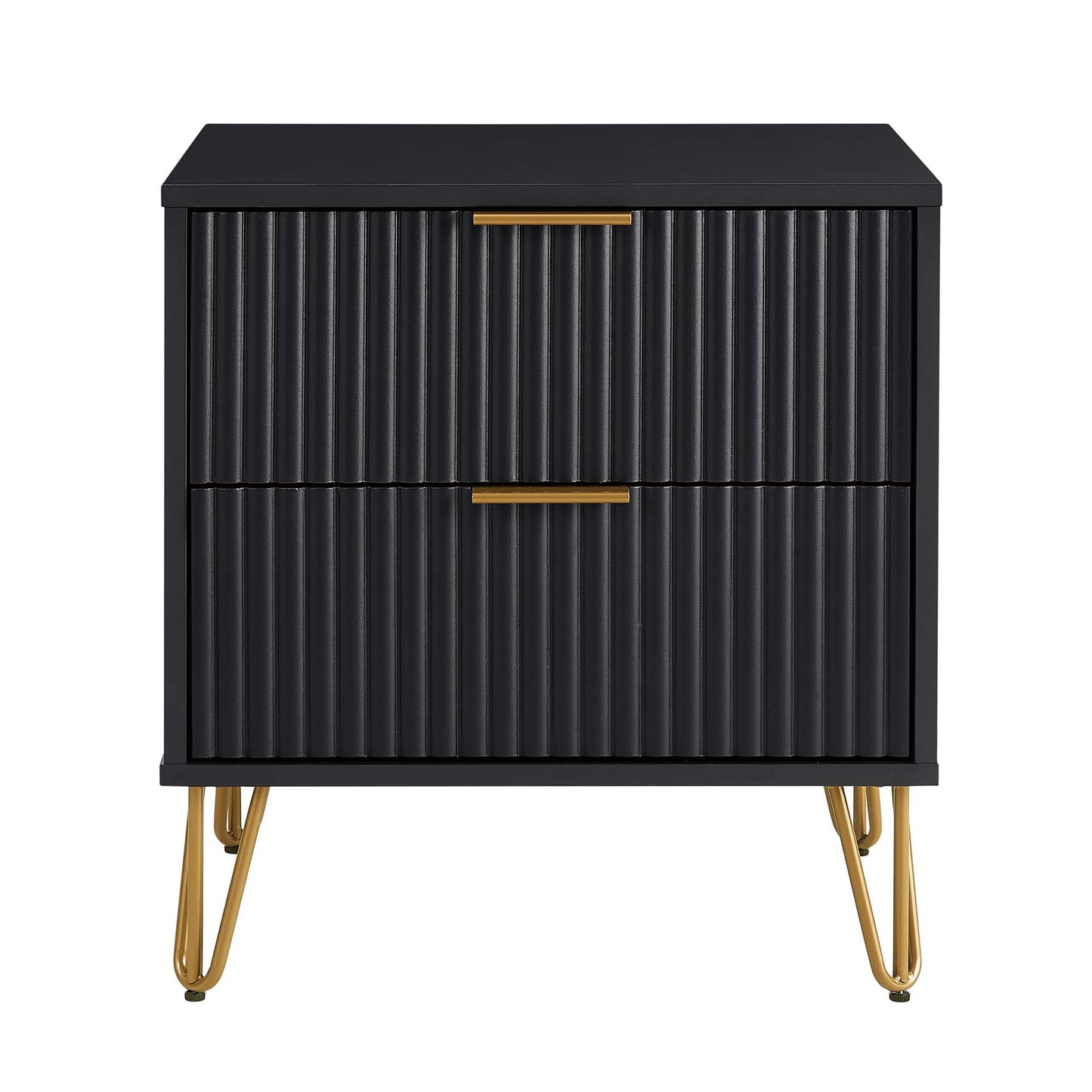 Dumbo Modern 20" Fluted Nightstand in Black (2-Drawer) NS002-BK